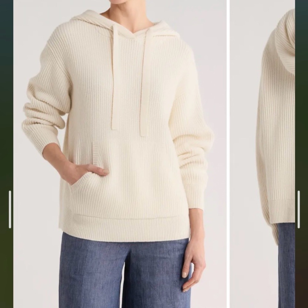 TWP Rib Cashmere Sweater Hoodie in Ivory Size XS - Picture 4 of 9